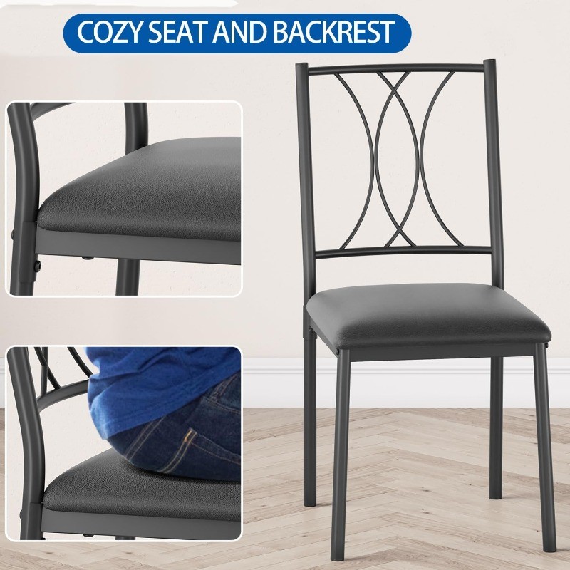 Dining Table Set for 2, Square Dinner Table Sets with 2 Upholstered Chairs