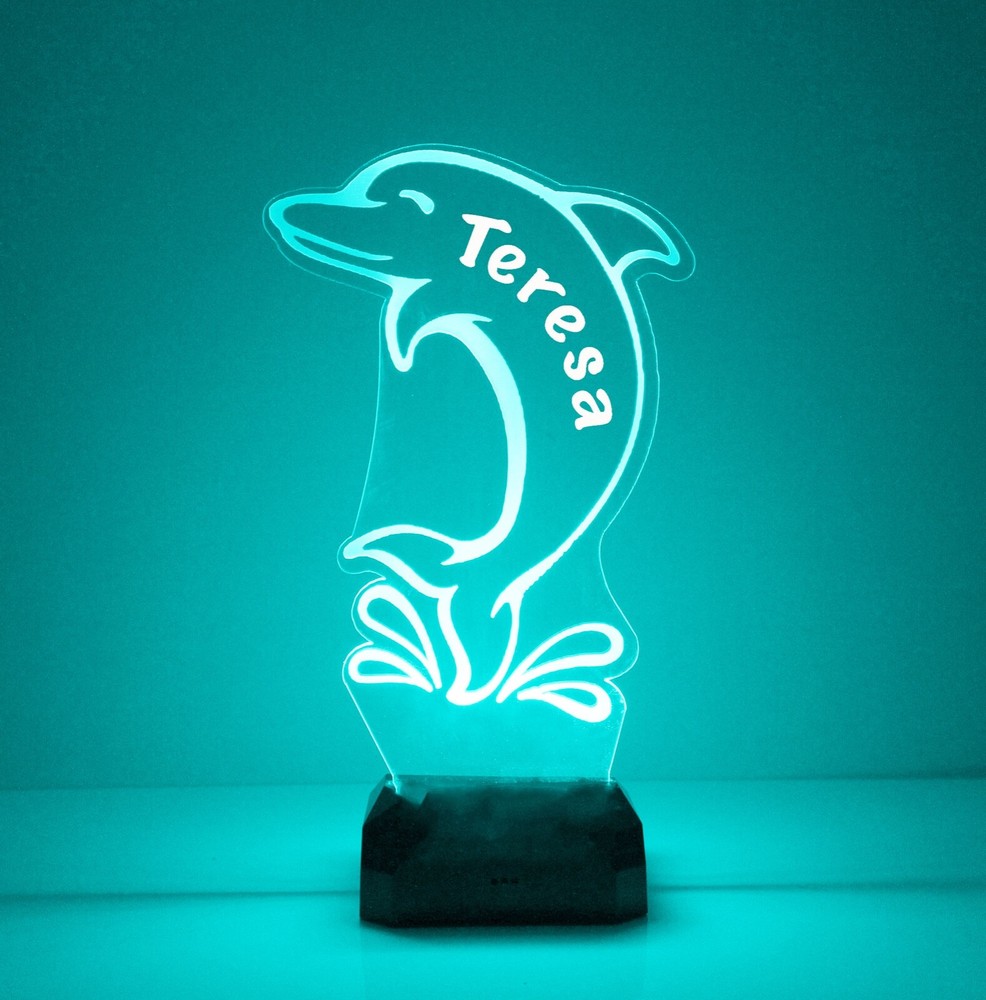 Dolphin, Personalized Night Lamp - FREE Name Engraved Gift - LED Night Light,