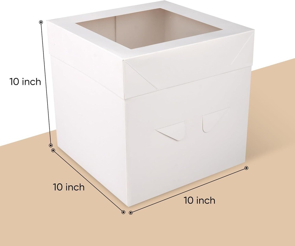 Cakebon Cake Boxes with Drums (White, 10 inch) 1/2" Thick 6-pack