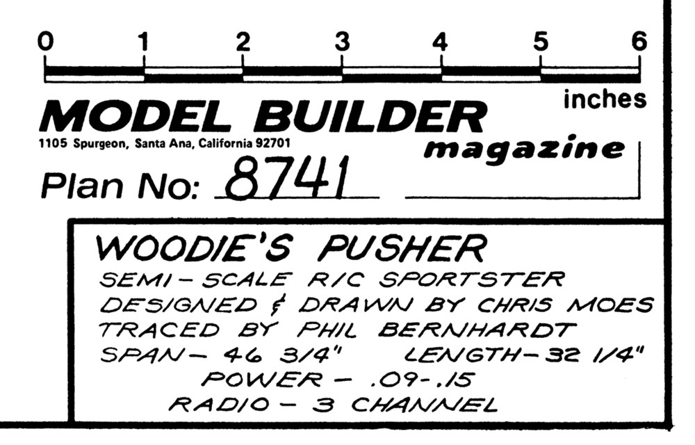 WOODY PUSHER PLAN + CONSTRUCTION ARTICLE for 47" RC Model Builder Model Airplane