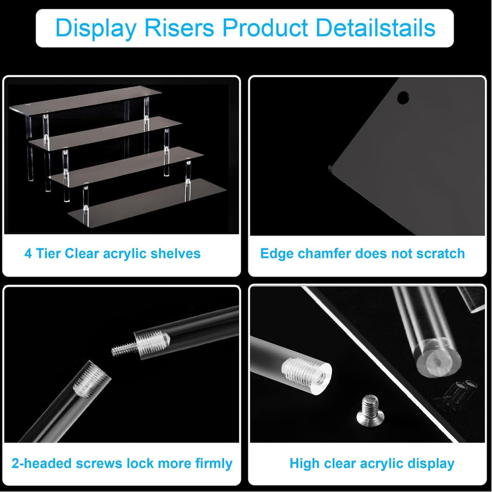 4 Tier Perfume Organizer Stand, Acrylic Risers Display Stands, Display Risers, P