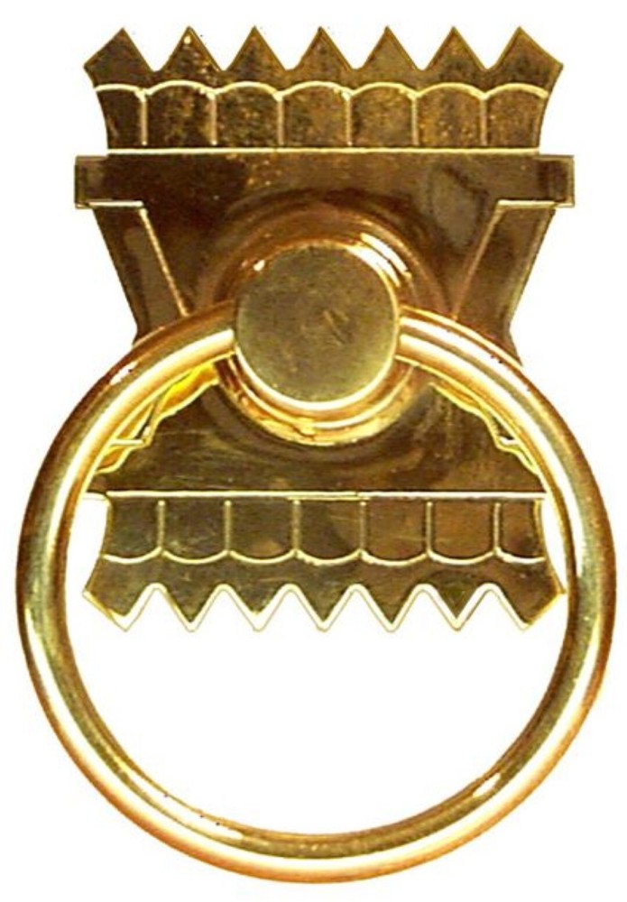 Eastlake Victorian Style Solid Brass & Nickel SINGLE POST RING PULL handle bail