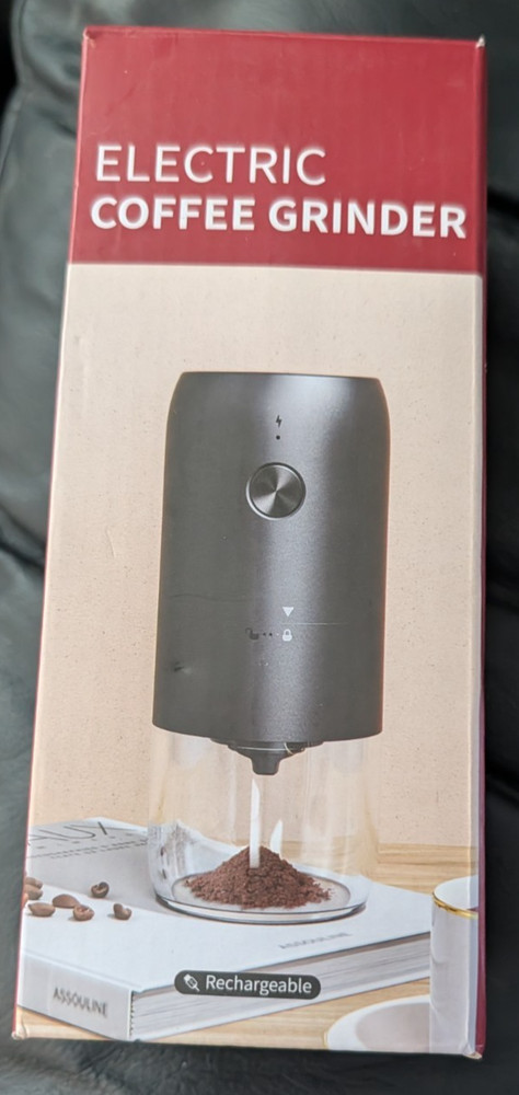 SPAOTREM Electric Coffee Grinders with Ceramic Cone Grinder USB Chargeable Black