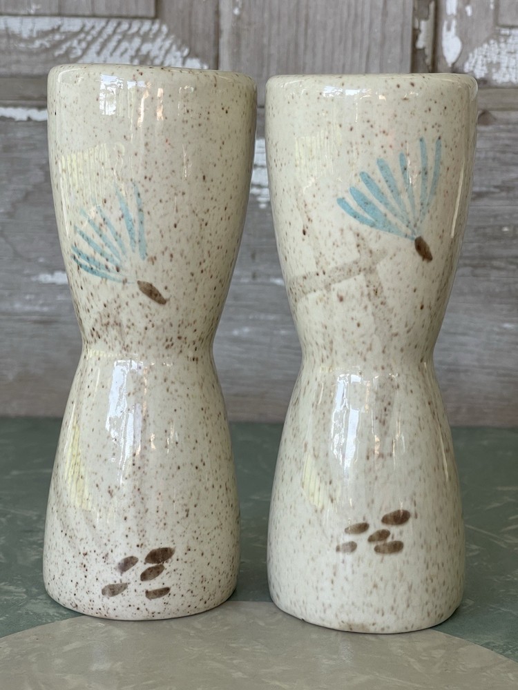 MCM Red Wing Pottery Bob White Quail Pattern Oversized Salt & Pepper Shaker Set