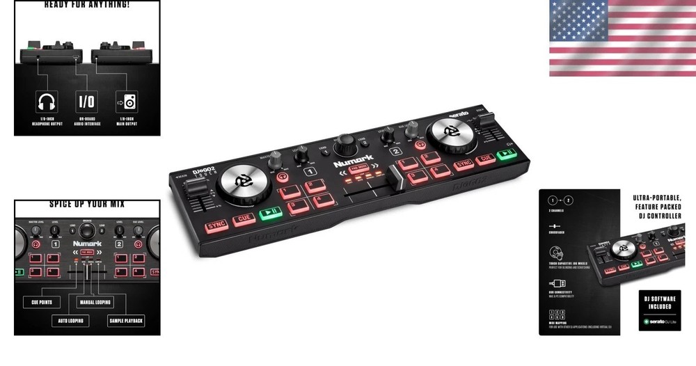 DJ2GO2 Touch: Feature-Packed Compact DJ Controller, 2-Deck, Audio Interface