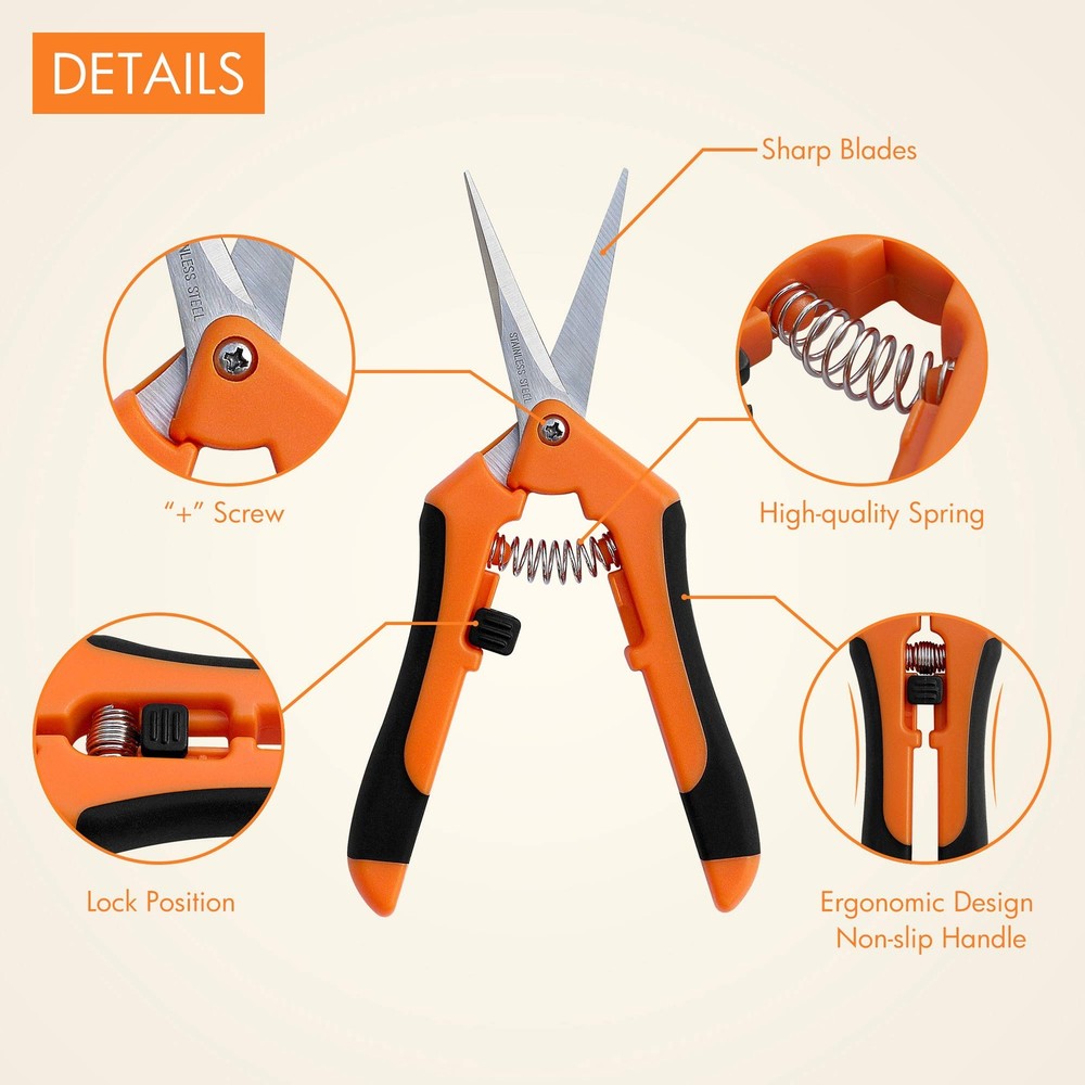 2-Pack 6.5'' Hand Pruner Pruning Shear, Functional Garden Scissors Cutter wit...