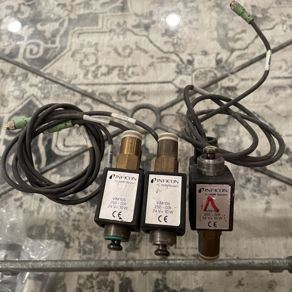 (3) INFICON FL-9496 BALZERS SOLENOID COIL, VIM105 250-031 24VDC 10W