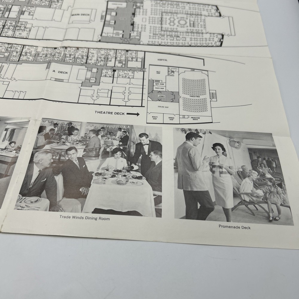 ATLANTIC (American Export) 1963 Cruise Deck Plan EX Condition