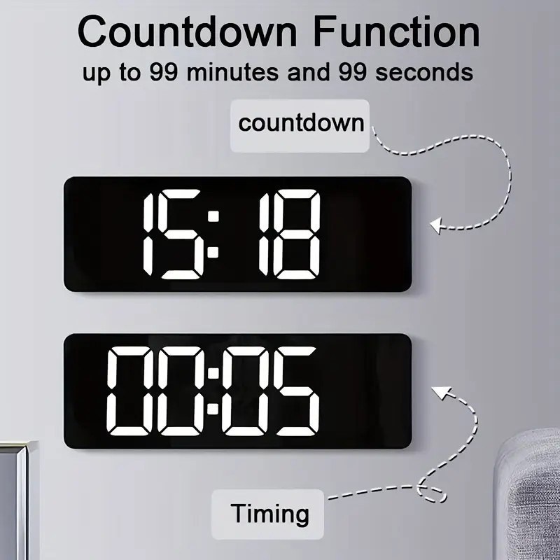 16" Large Digital Wall Mount LED Clock Count Down Timer Brightness Adjustment US