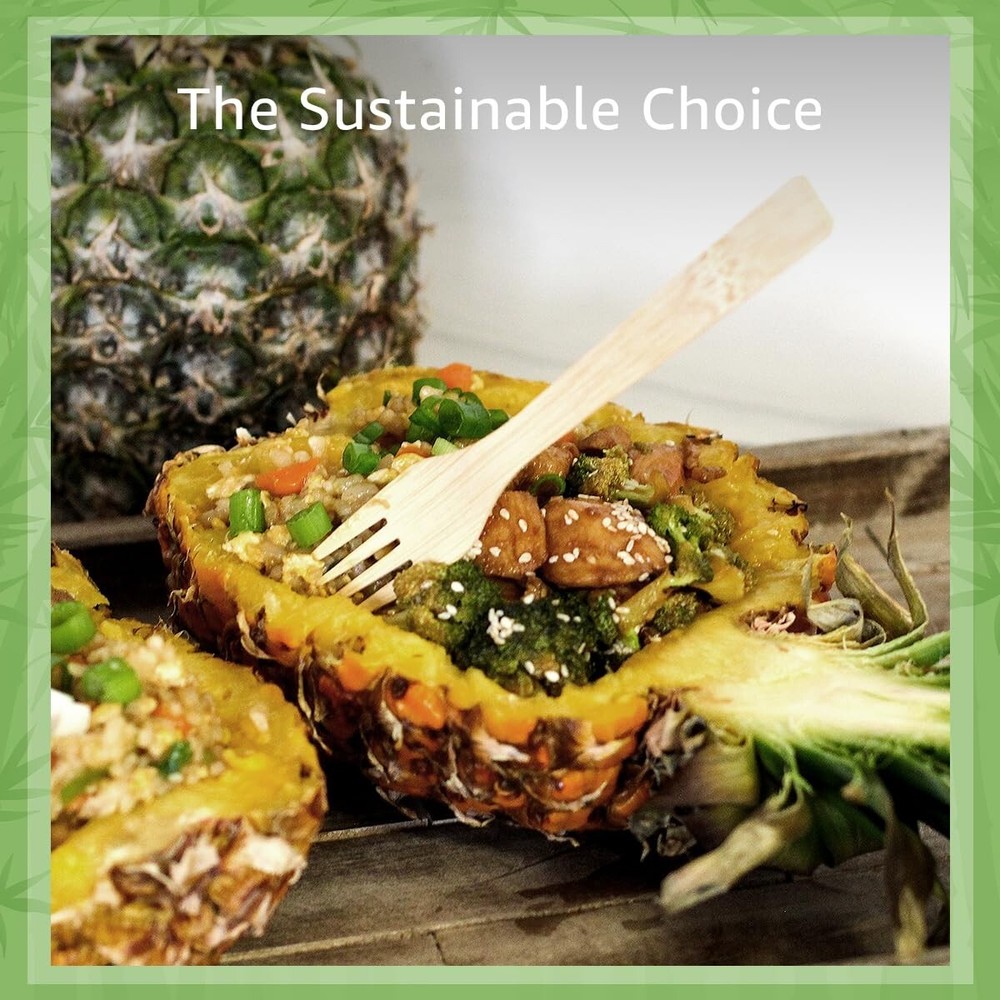 Ibambo 100% Bamboo Forks - 100 Compostable Forks, Disposable or Reusable