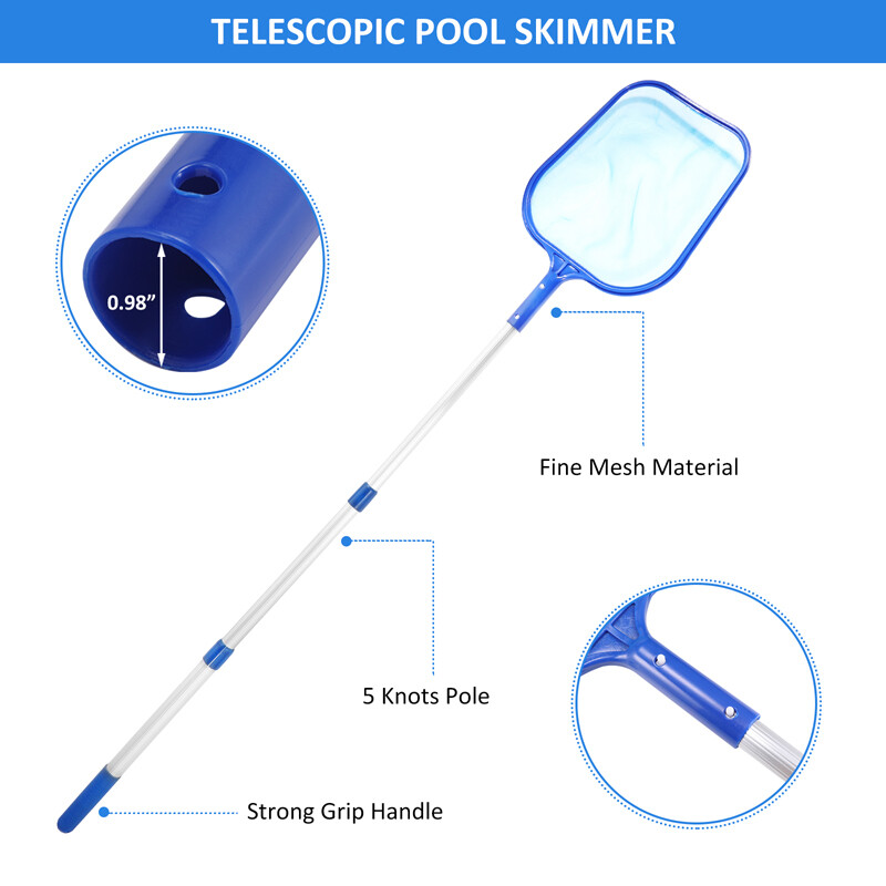 Pool Skimmer Net with Pole Pool Net Fine Mesh Leaf Rake Debris pickup Removal