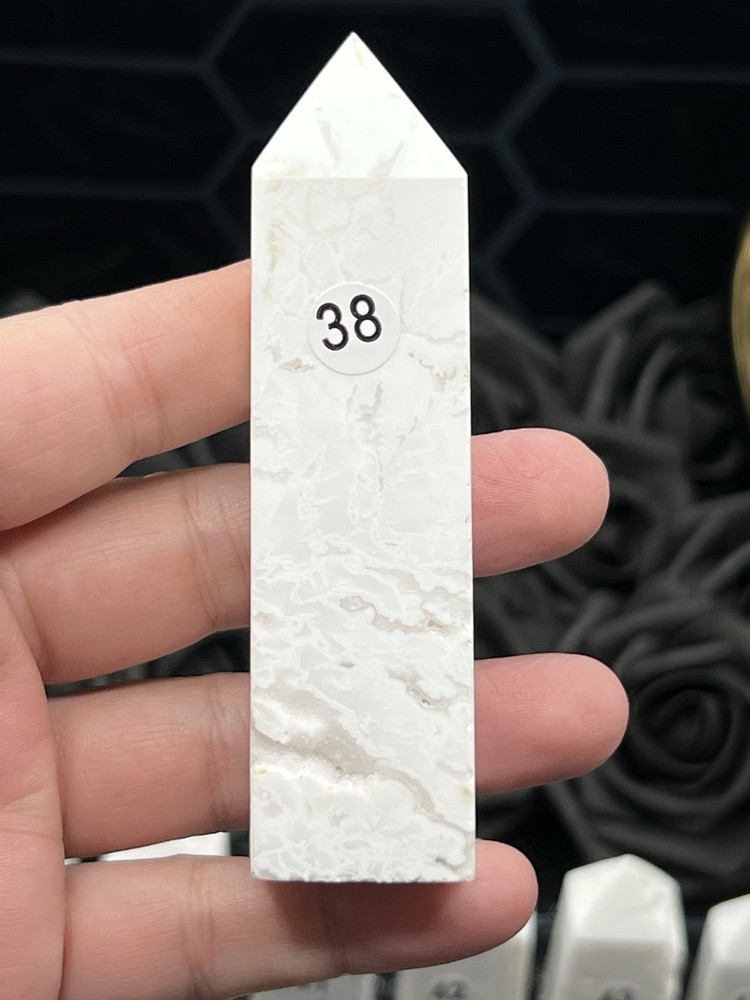 Natural White Agate Points Druzy L@@K Free ship & Gift