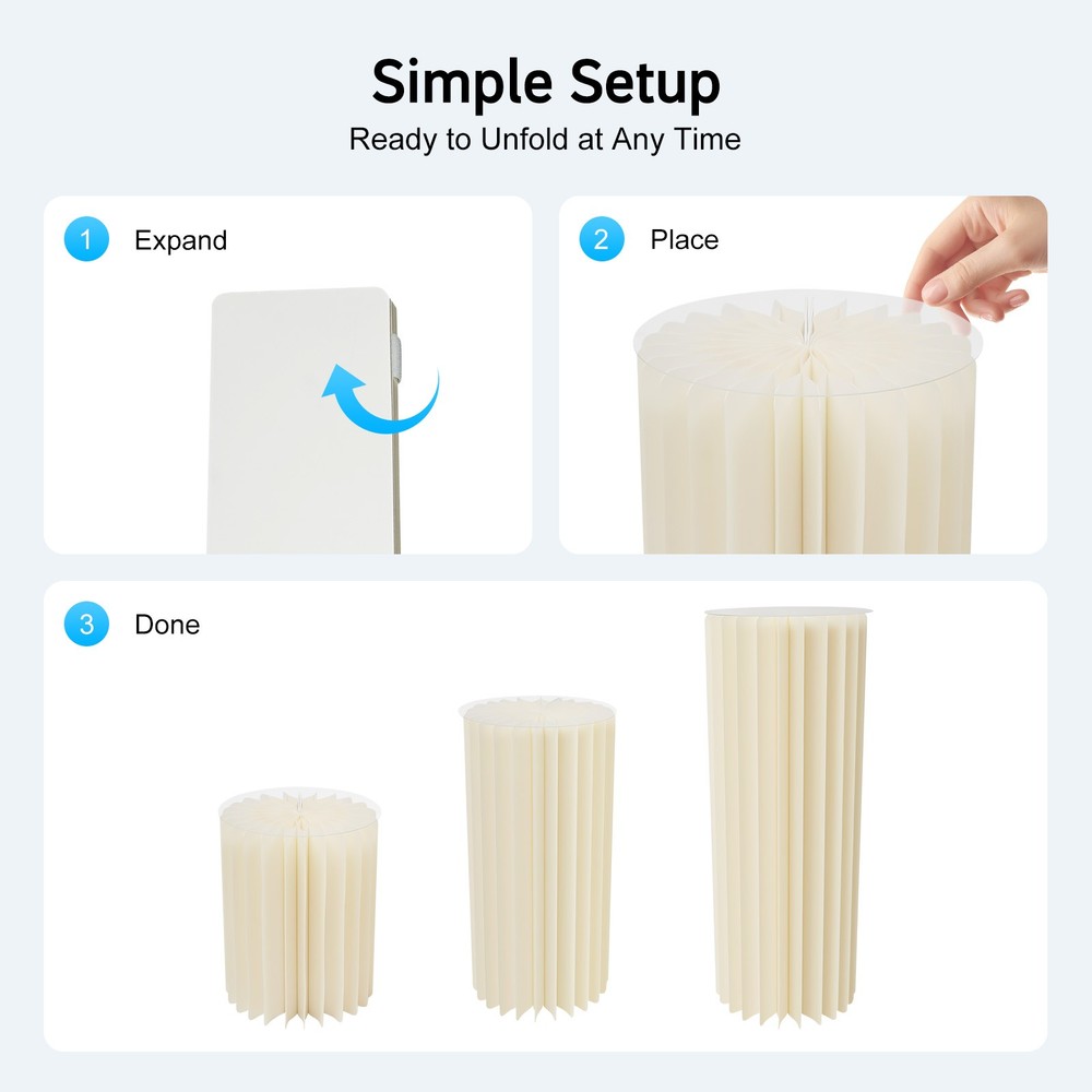3pcs White Foldable Cardboard Centerpiece Display Flowers Stand Columns Display