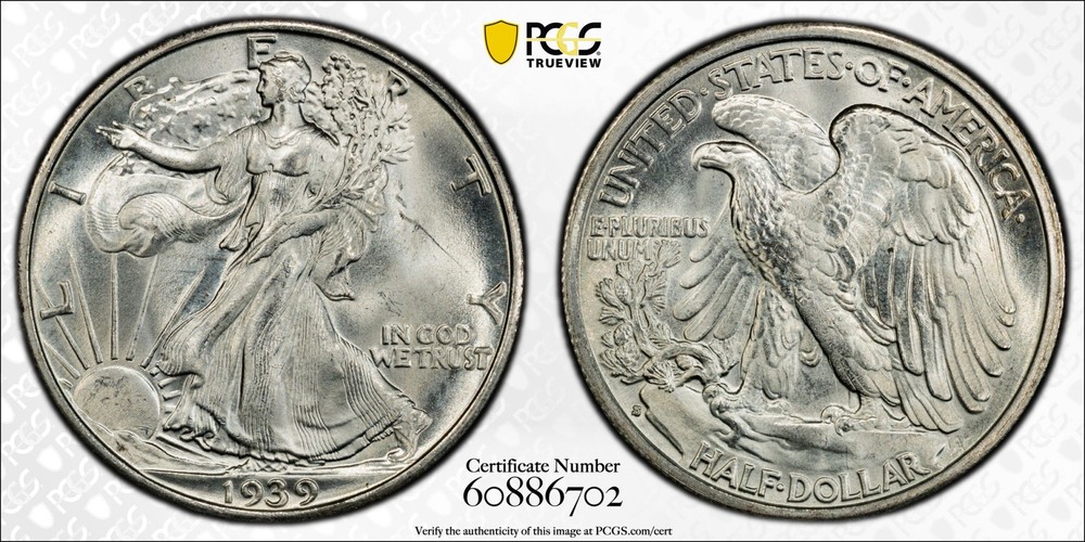 1939 S Half Dollars Liberty Walking PCGS MS-65