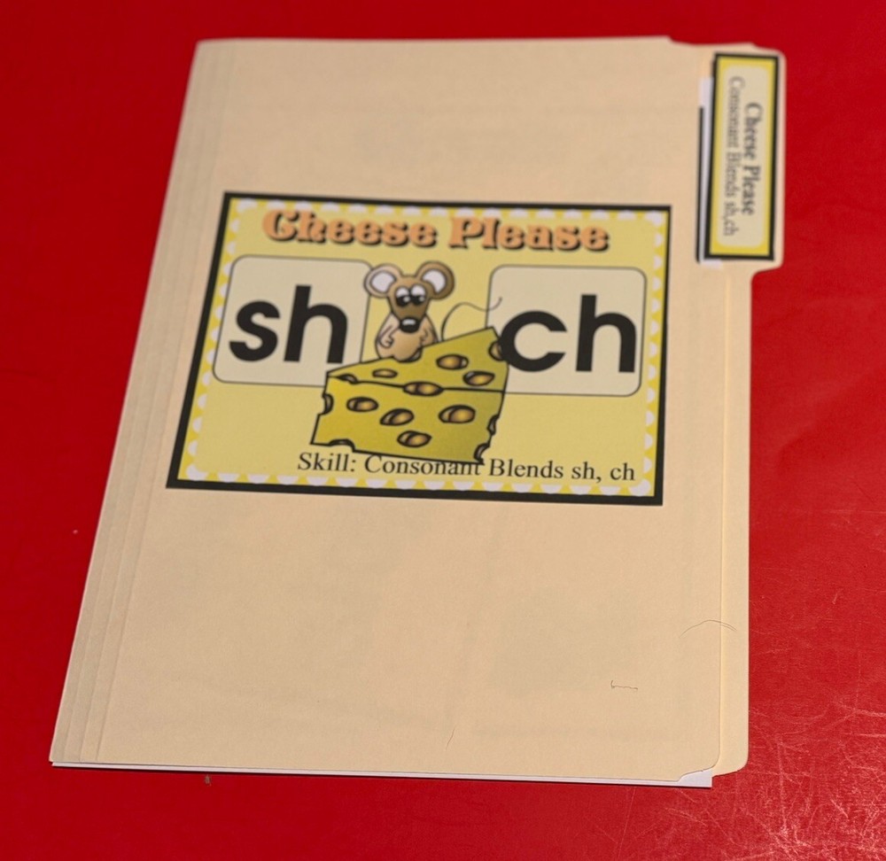 Cheese Please - Phonics.  Sh/ Ch - DIY File Folder game - Printed / Uncut