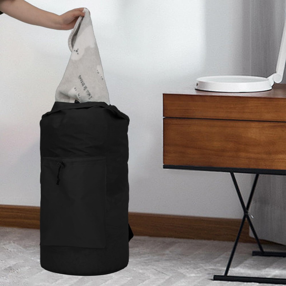 Laundry Bag with Shoulder Straps and Detergent Holder, Durable Laundry Bag