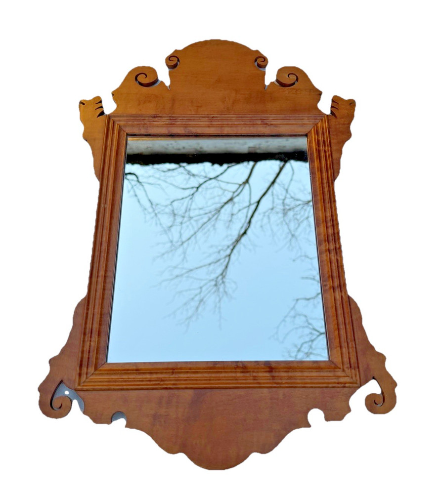 Signed Robert Treat Hogg 1973 Benchmade Maple Chippendale Mirror