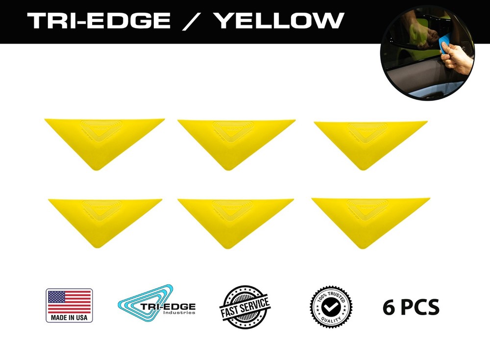 Window Tint Tools Tri-Edge Yellow 6 Pcs