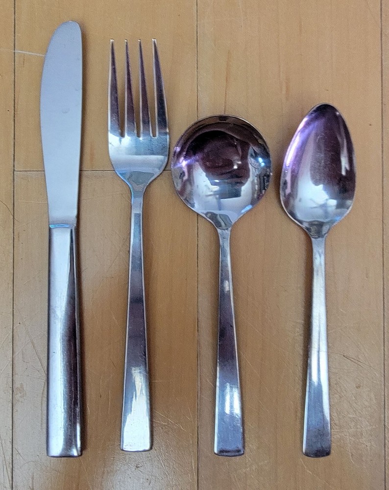 DELTA AIRLINES - FLATWARE - COACH CLASS - KNIFE, FORK, SOUP SPOON, SPOON