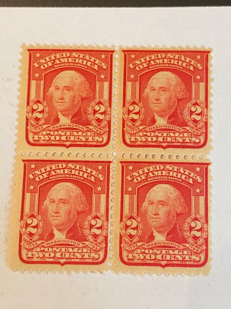 US #319 Four- Two Cent Washington Postage Stamp, SCV 60