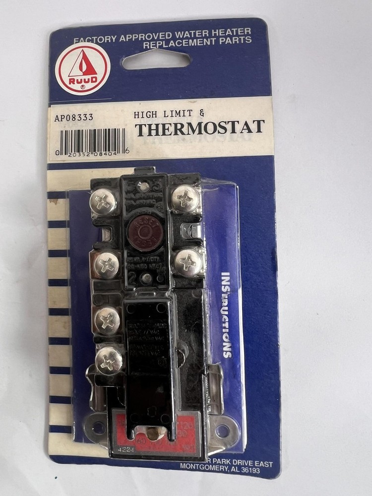 Ruud High Limit Thermostat AP08333 Water Heater Replacement Part New Sealed