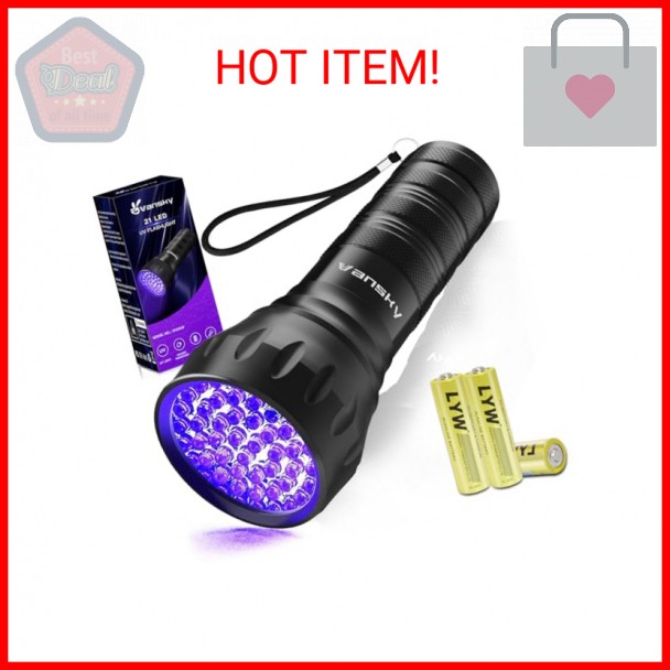 Black Light UV Light Flashlight, 21 LED 395nm Ultraviolet Blacklight Flashlight