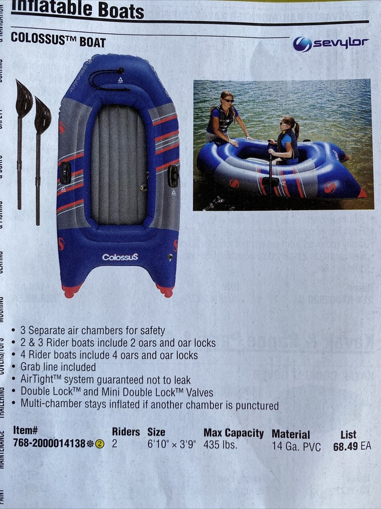 Inflatable Two Person Boat With 2 Oars
