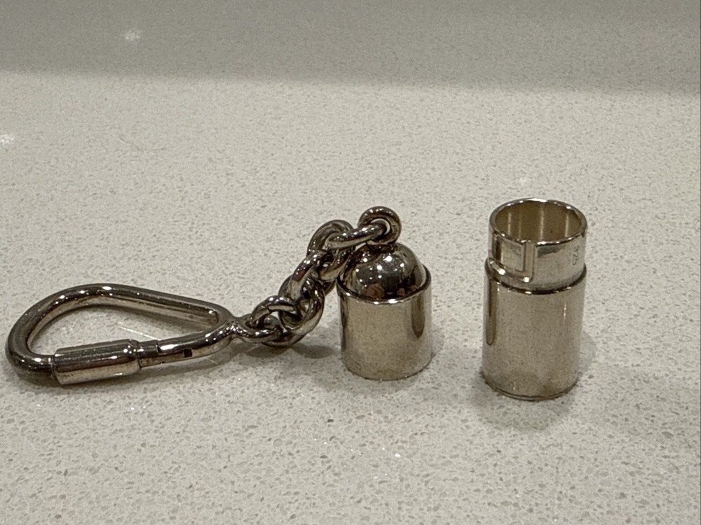 Sterling Silver Pill Box Key Ring