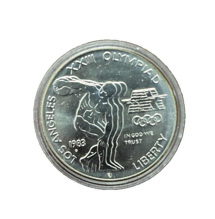 1983 D Uncirculated Olympic Discus Commemorative Silver Dollar $1
