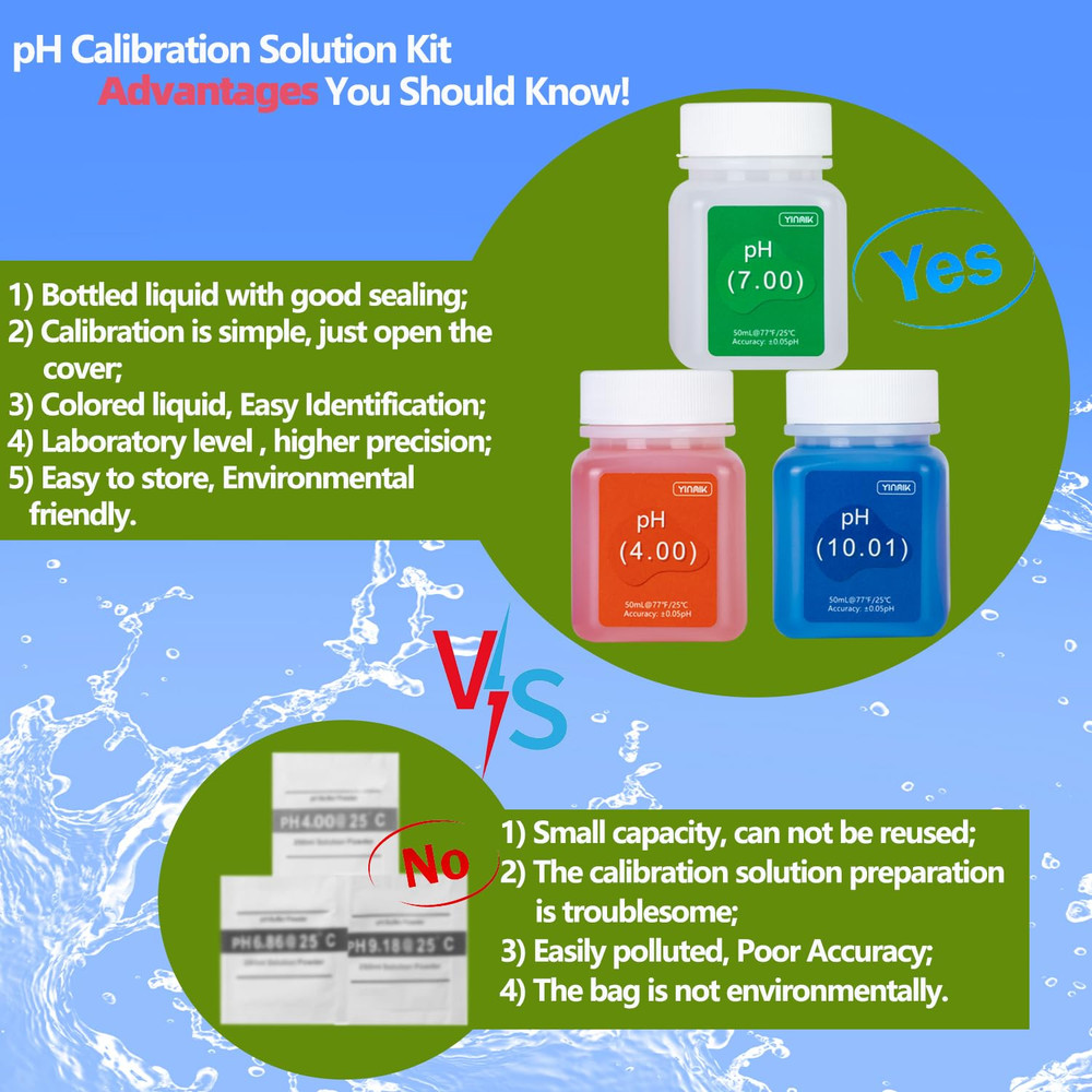 pH Meter Calibration Solution Kit(4.007.00&10.01) with pH Electrode S...