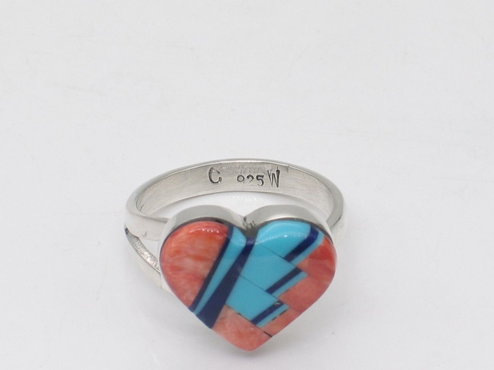 Native American Navajo Handmade Sterling Silver & Multi Stone Adjustable Ring