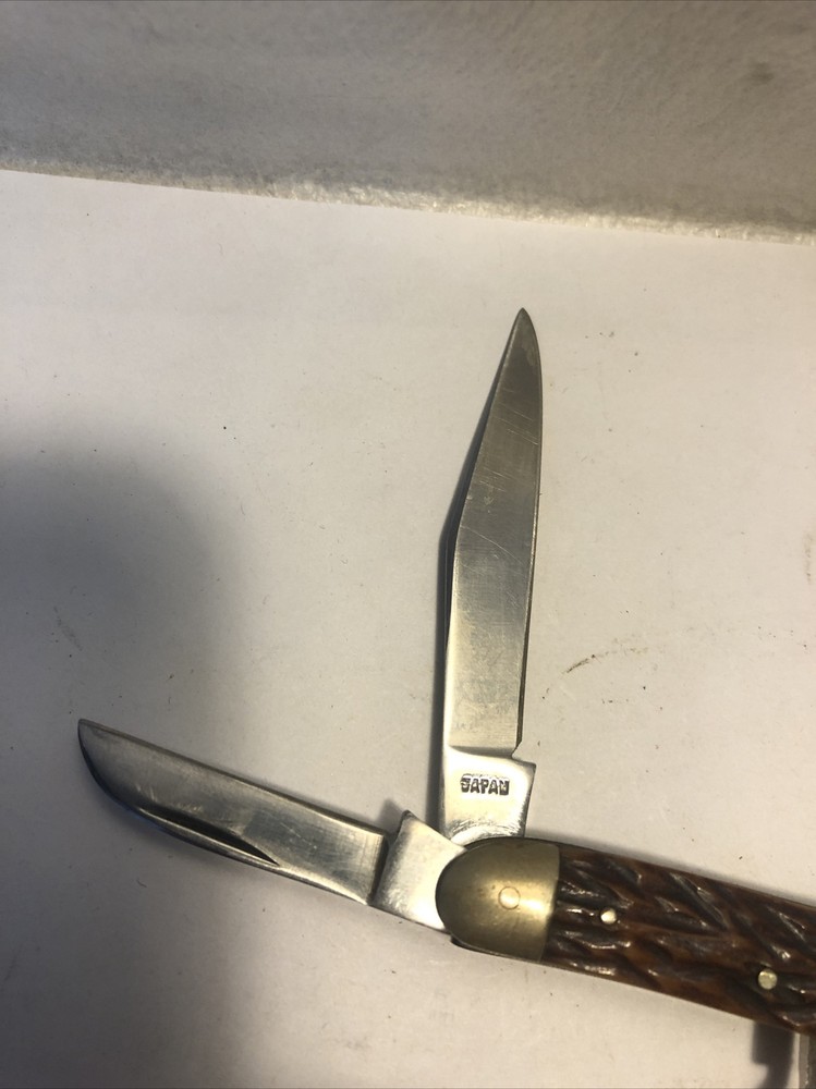 Precise SIlver Eagle 440 Pocket Knife 4 Function Wood Grain Handle