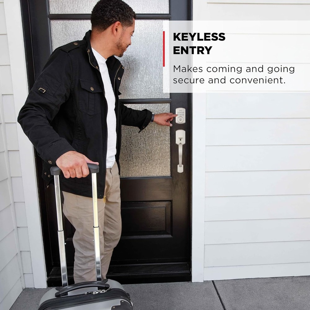 10-Button Keypad Satin Transitional Electronic Deadbolt Door Lock,Keyless Entry
