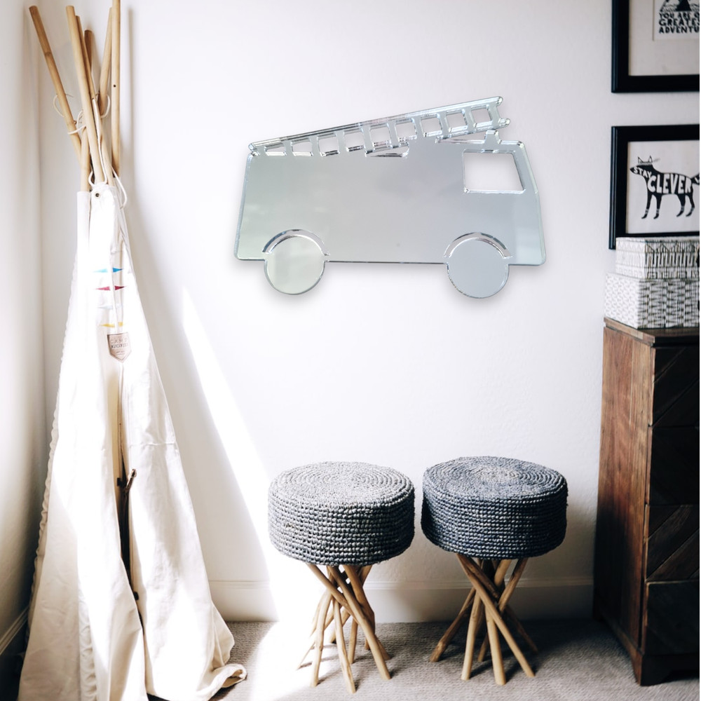 Fire Engine Shaped Acrylic Mirrors (Several Sizes Available) Bespoke Shapes Made