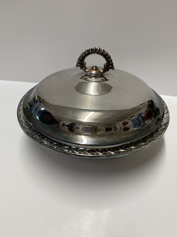Vintage Silver Plate Round Covered Casserole Serving Bowl & Lid without Insert