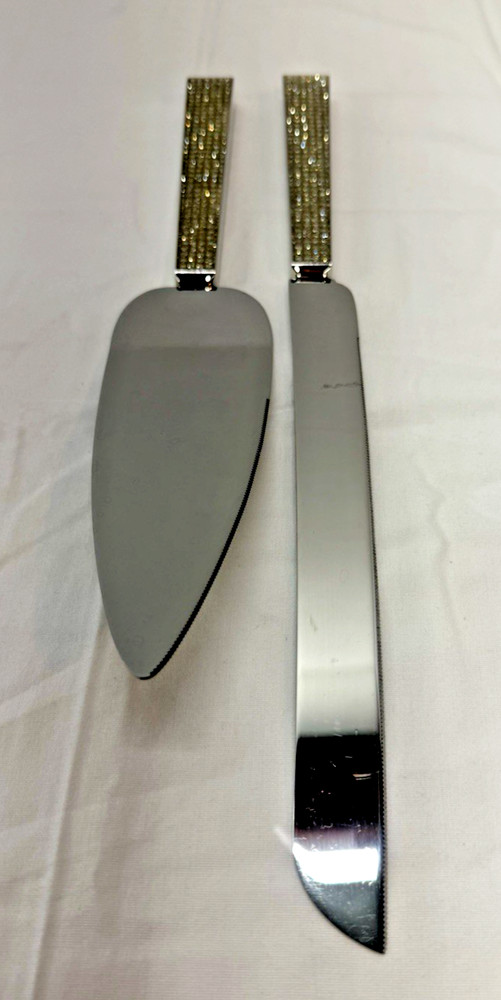 Rhinestone Acrylic Cake & Knife Server Set Wedding Anniversary Accessories