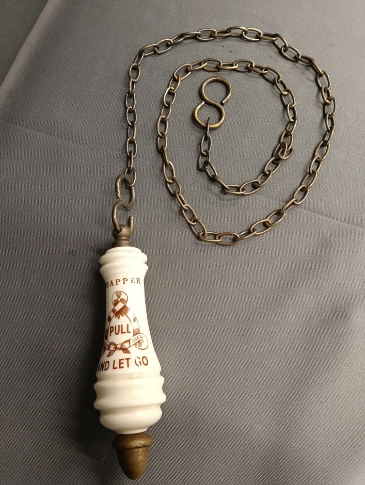 THOMAS CRAPPER HIGH LEVEL CISTERN LOO PULL / TOILET PULL, CHUNKY BRASS CHAIN
