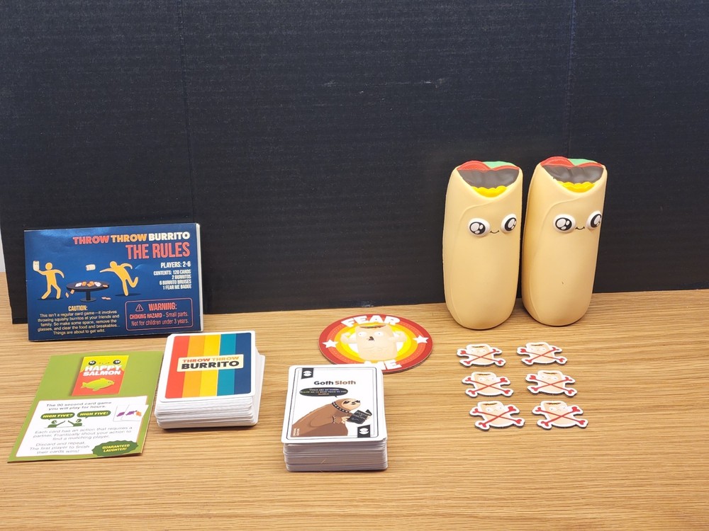 Throw Throw Burrito Dodgeball Card Game 2024 Exploding Kittens EUC Complete