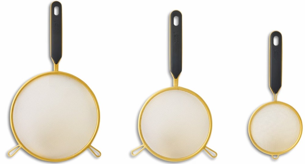Thyme & Table Gold Mesh Strainer Set 3 Piece Fine Sieve Kitchen Colander
