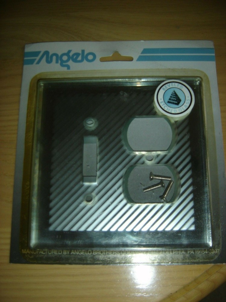ETCH BEVELED GLASS SINGLE LIGHT SWITCH PLATE OUTLET COVER COMBO