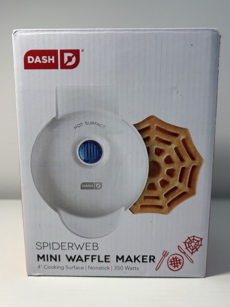 NIB Non Stick DASH Spiderweb Halloween Mini Waffle Maker Spiderman