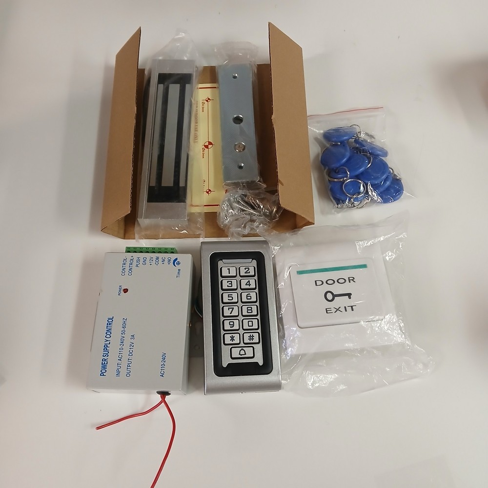 HFeng Door Access Control System Kit IP68 RFID Keypad Blue & Siliver