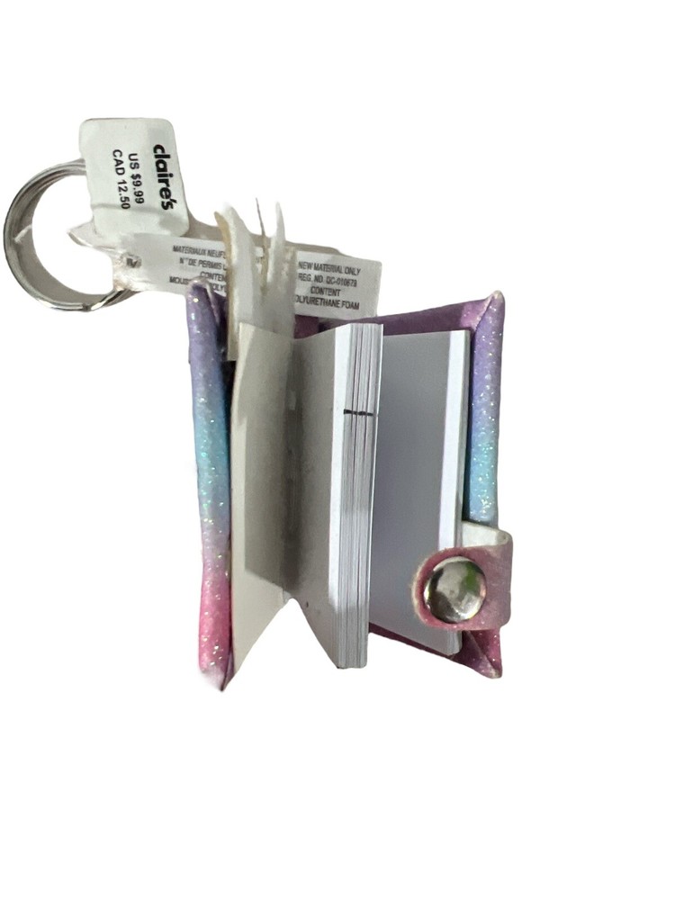 Glitter Rainbow Unicorn Mini Diary Notebook Keychain NWT