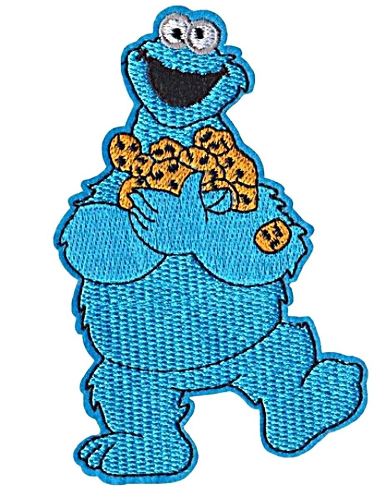 Cookie Monster Standing 4 1/2" Tall Embroidered Iron on Patch