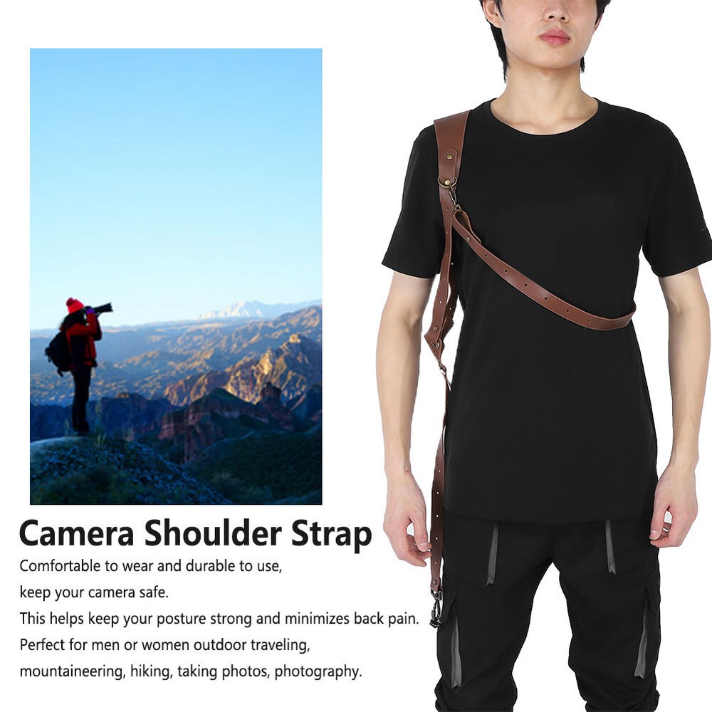 Leather Camera Shoulder Strap Universal Adjustable Shoulder Harness, For DSLR