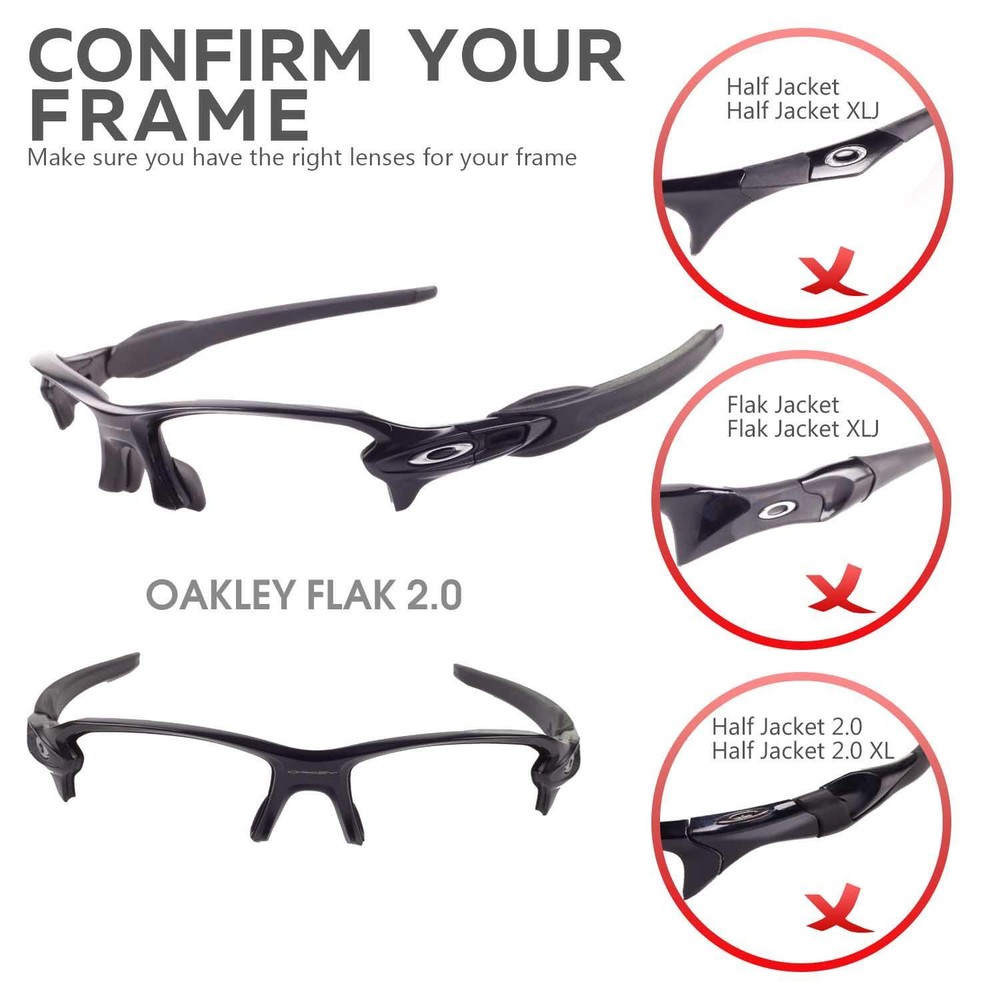 Walleva Replacement Lenses for Oakley Flak 2.0 Sunglasses - Multiple Options