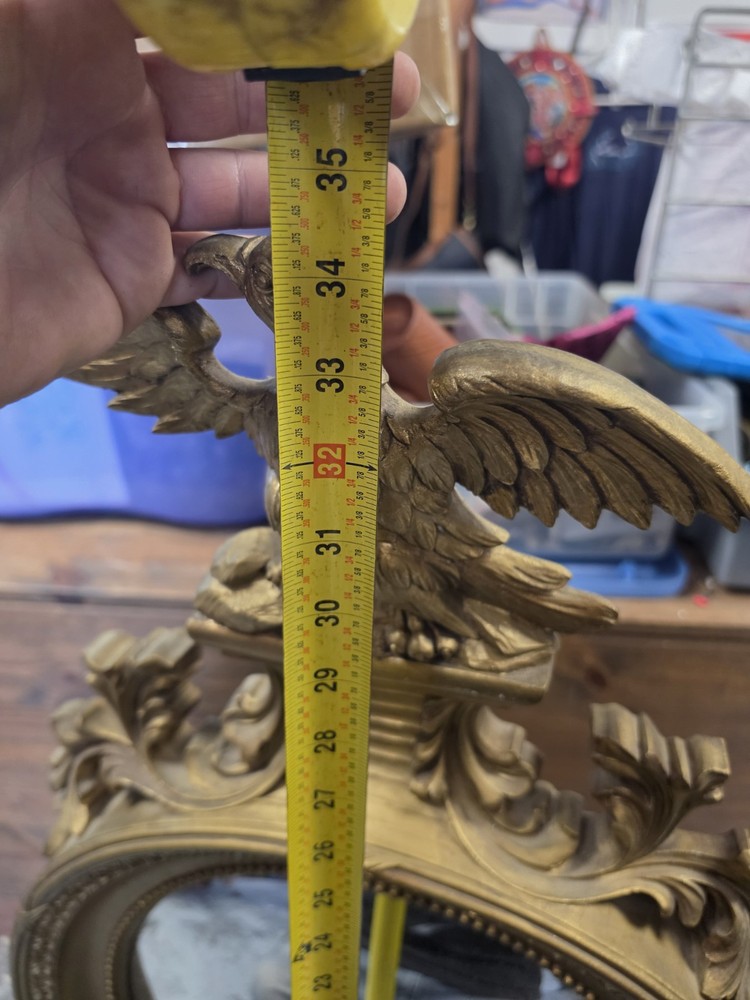 Antique Regency Convex Mirror With Eagle