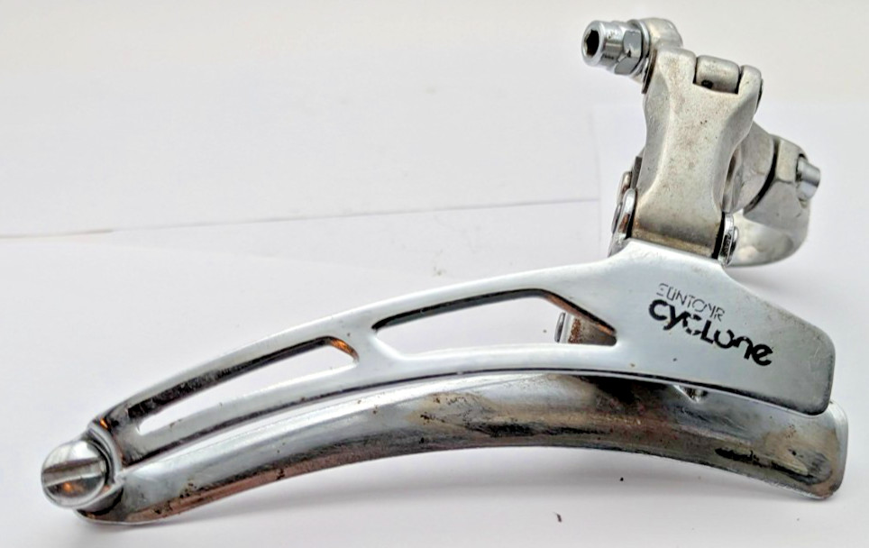 SUNTOUR CYCLONE FRONT DERAILLEUR JAPAN MAEDA 28.6 SILVER BOTTOM PULL