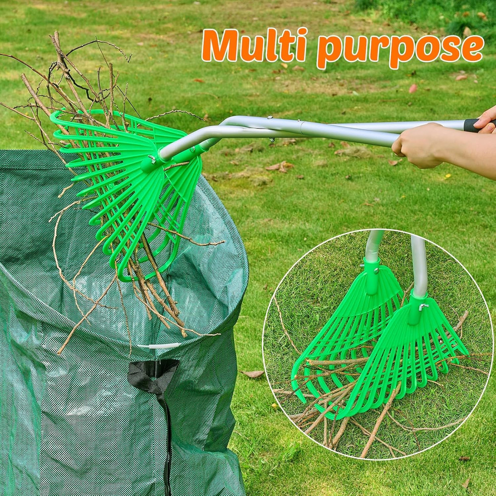 Leaf Grabber Rake,Leaves Collector Tool with Long Handle,Efficient Leaf Picker U