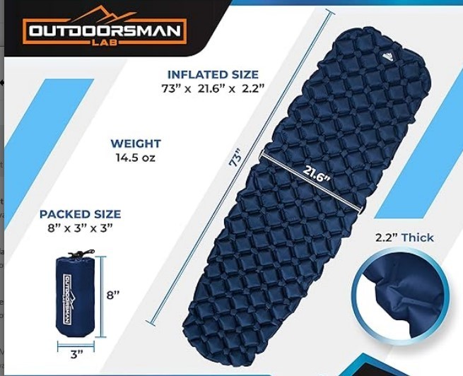 Sleeping Pad for Camping - Patented Camp Mat, Ultralight - blue